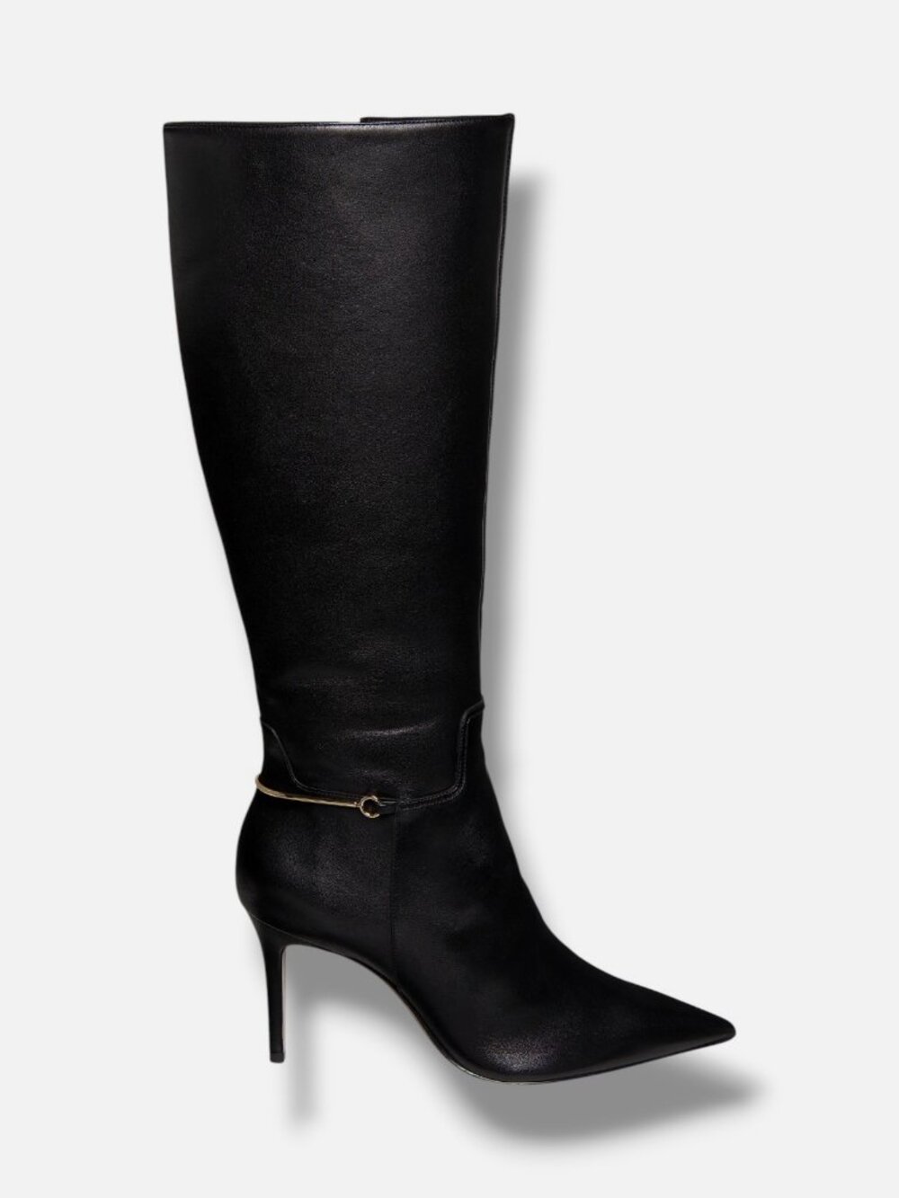 22élevé Women's Black 85MM Leather Knee-High Boots Size 39.5